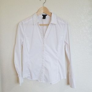 ANN TAYLOR White Button Down Top 10 petite